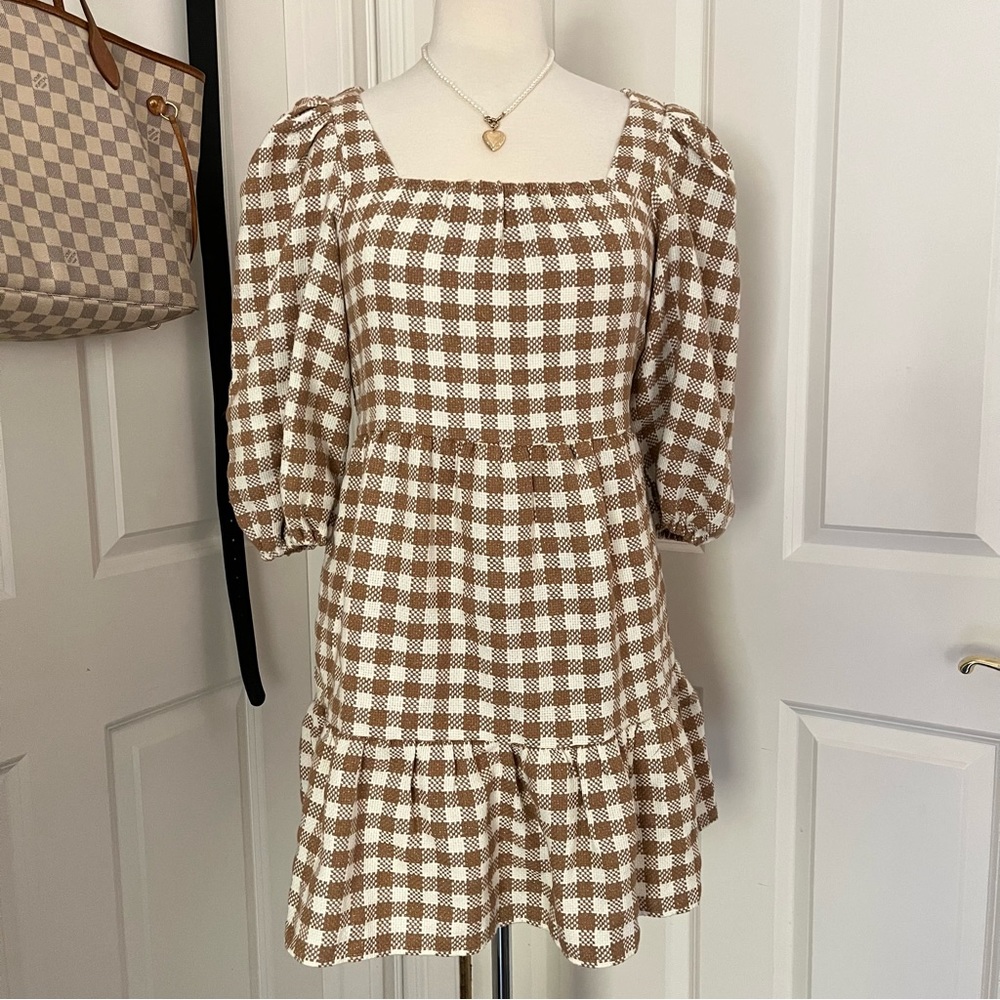by the river gingham tiered dress